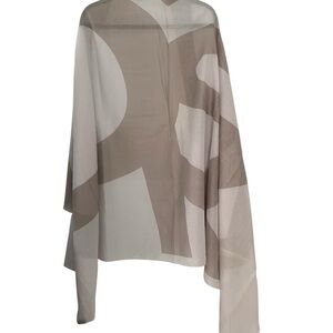 Oska Geometric Cotton Large Scarf Wrap Light Taupe & Cream Abstract